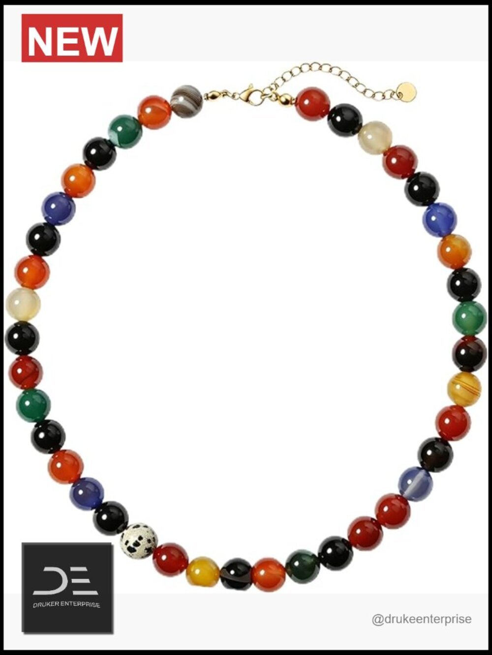 Natural Stone Beaded Choker Necklace, Handmade Boho Surfer Jewelry